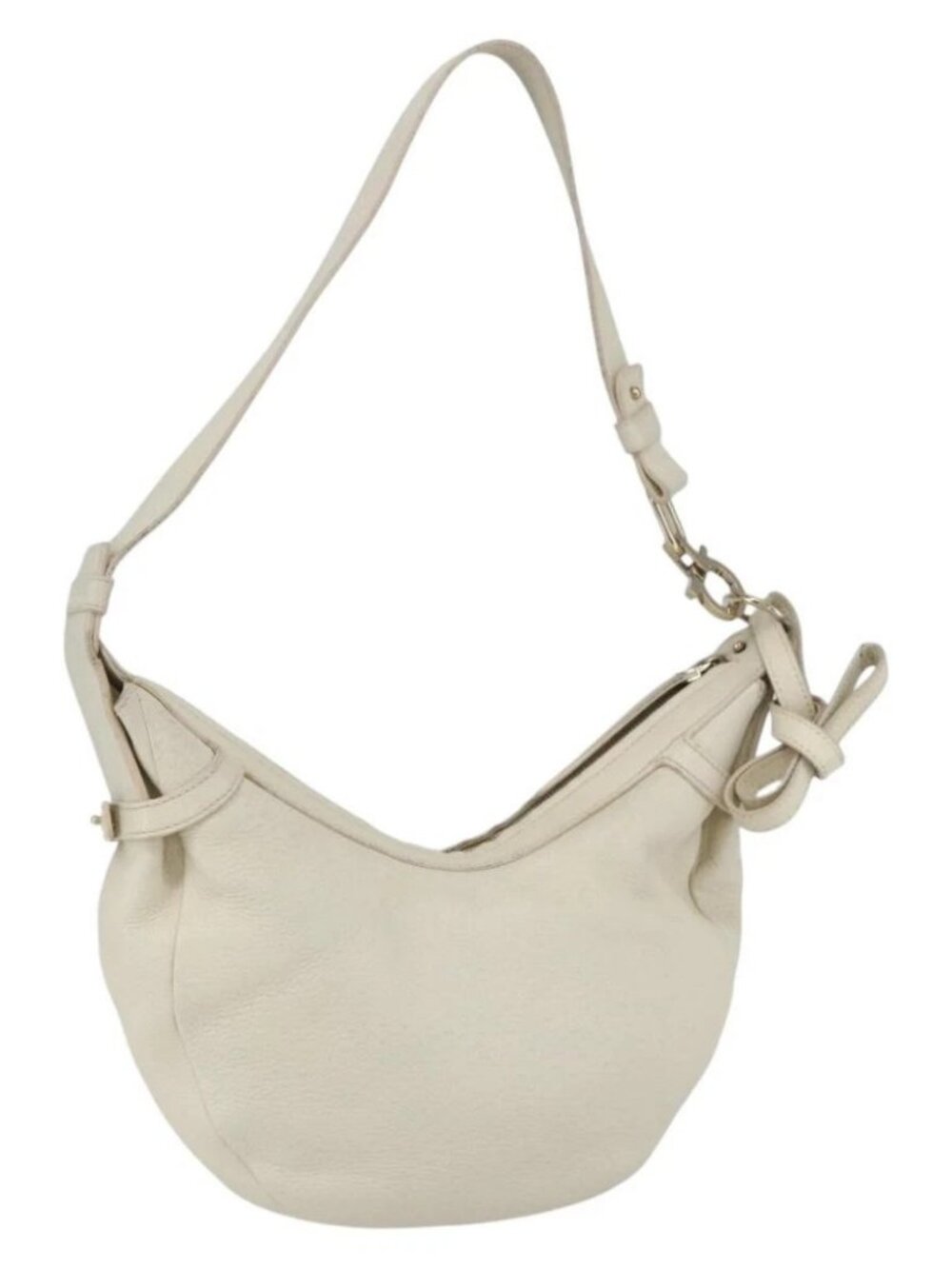 Salvatore Ferragamo Shoulder Bag Leather Beige Gold Auth ka894
